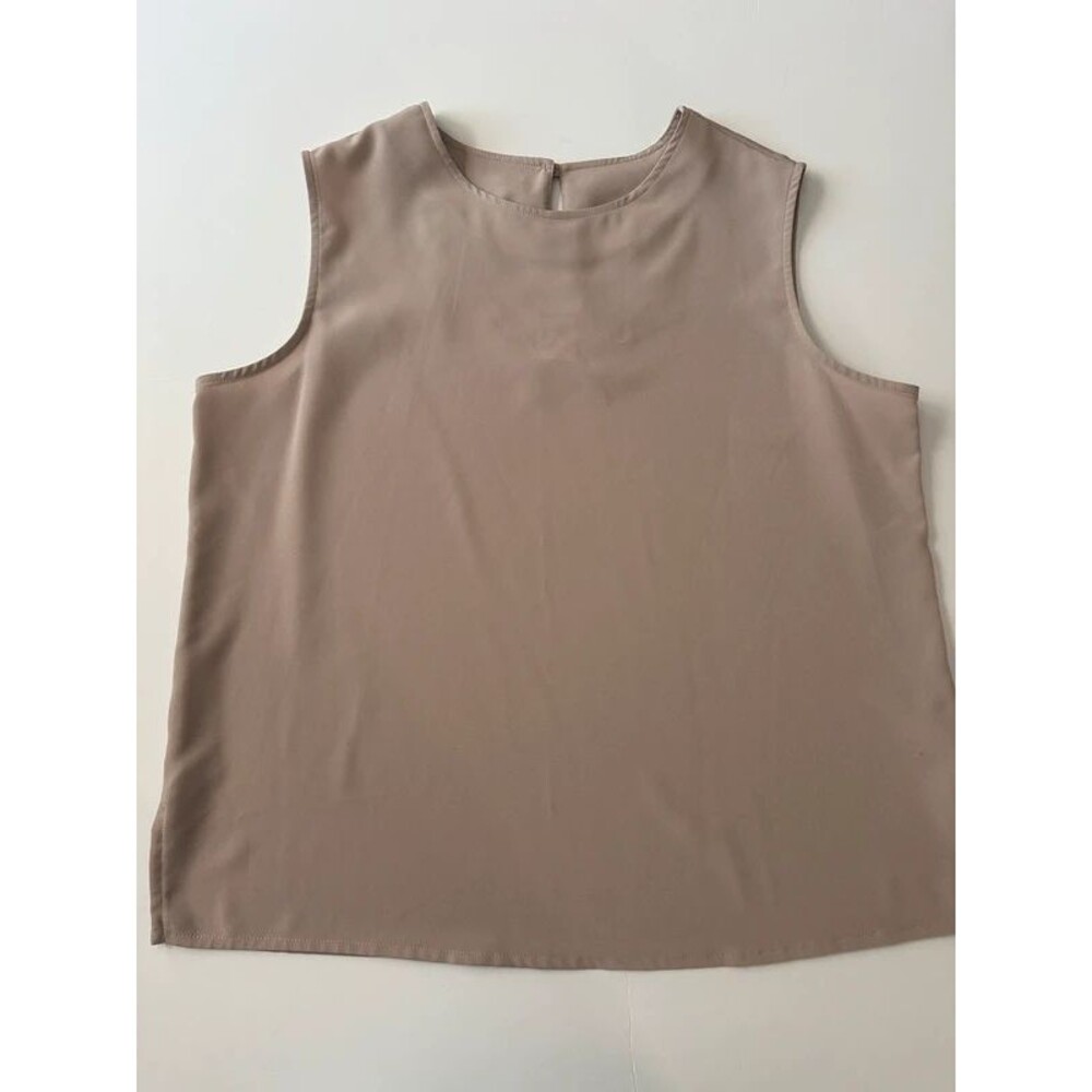 Vintage BonWorth Sleeveless Tank Blouse Taupe Size Medium Petite